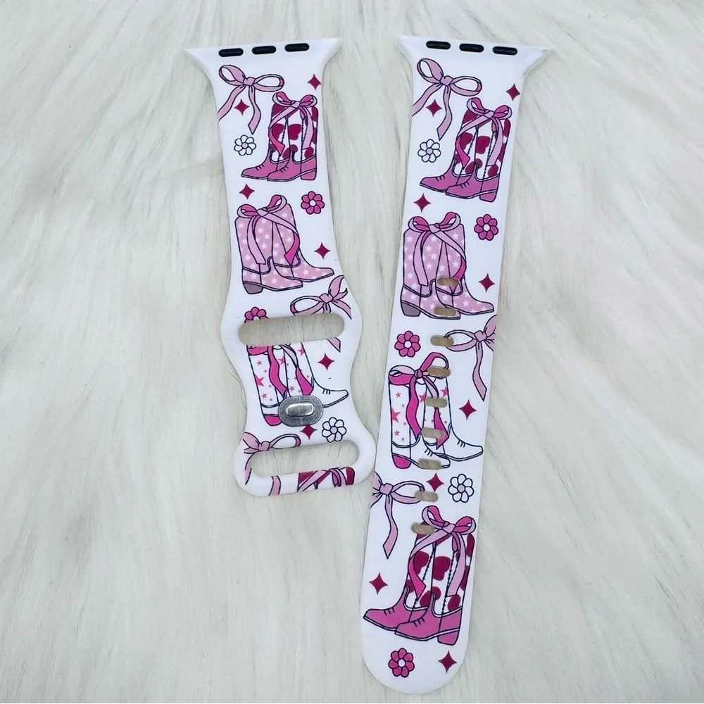 New Pink Bows & Boots Design Watch Band For Apple Watch 38mm / 40mm / 41mm